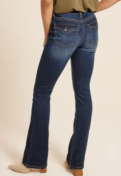 Maurices Bootcut Jeans|Bootcut Jeans-Dark Crosshatch Mid Rise Thick Stitch Bootcut Jean