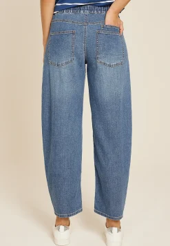 Maurices Straight Jeans|Flare & Wide Leg Jeans-Dark Mid Rise Pull On Drawstring Barrel Jean