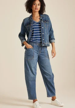 Maurices Straight Jeans|Flare & Wide Leg Jeans-Dark Mid Rise Pull On Drawstring Barrel Jean