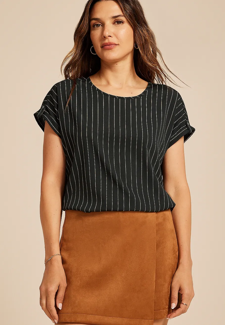 Maurices Shirts & Blouses-Delton Pinstriped Zipper Back Blouse