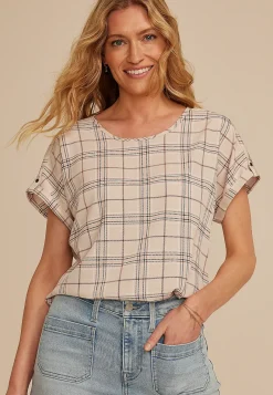 Maurices Shirts & Blouses-Delton Plaid Zipper Back Blouse