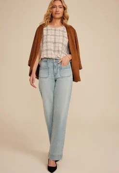 Maurices Shirts & Blouses-Delton Plaid Zipper Back Blouse