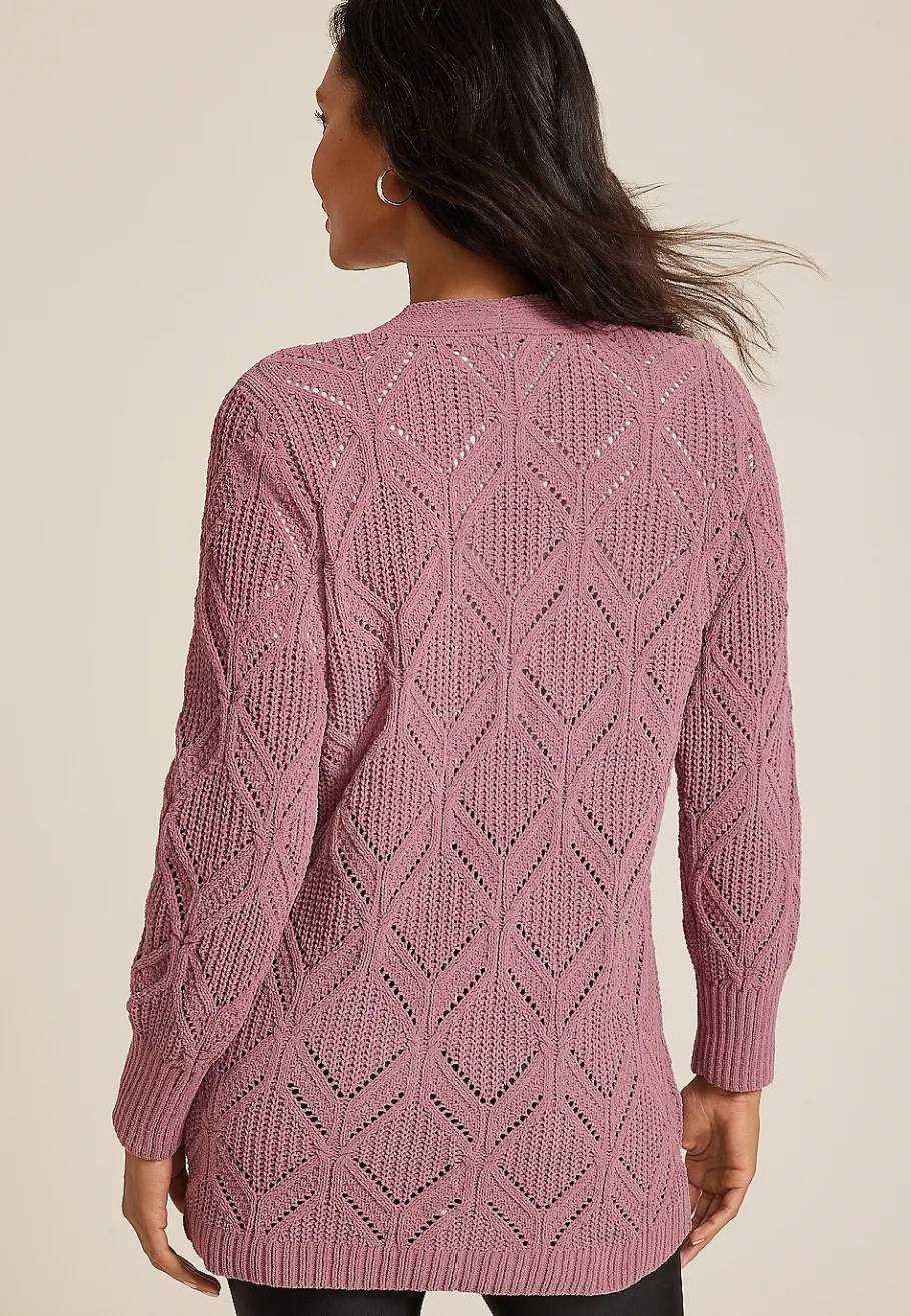 Maurices Sweaters Cardigans & Kimonos-Diamond Stitch Pocket Cardigan