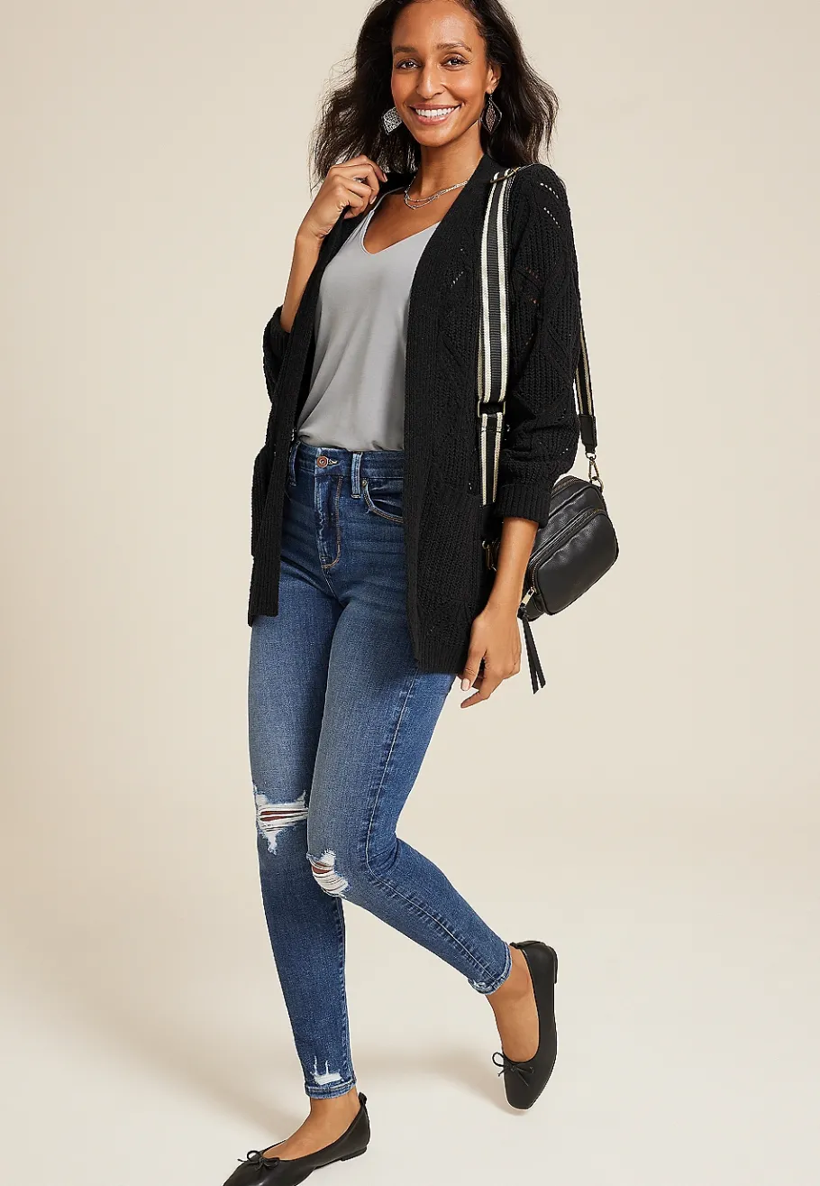 Maurices Sweaters Cardigans & Kimonos-Diamond Stitch Pocket Cardigan