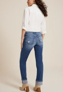 Maurices Straight Jeans|Straight Jeans-edgely™ Dark High Rise Cuffed Relaxed Straight Jean