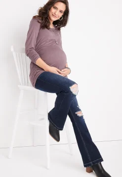 Maurices Maternity-edgely™ Flare Side Panel Maternity Ripped Jean
