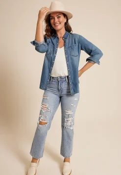 Maurices Straight Jeans|Ankle Jeans-edgely™ High Rise Ripped Relaxed Straight Ankle Jean