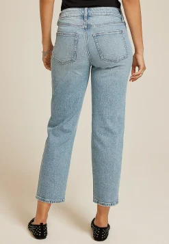 Maurices Straight Jeans|Straight Jeans-edgely™ Light High Rise Ripped Relaxed Straight Ankle Jean