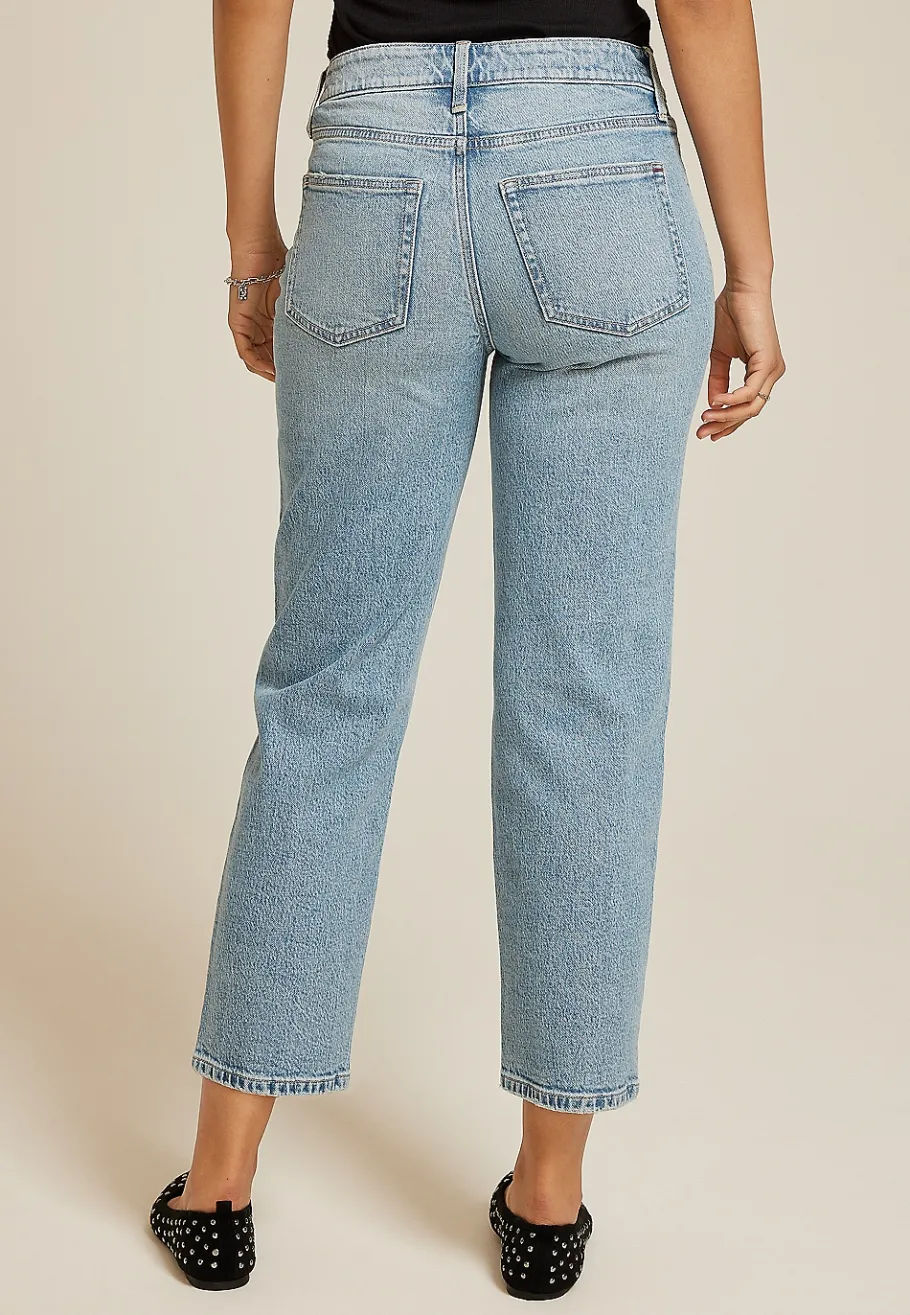 Maurices Straight Jeans|Straight Jeans-edgely™ Light High Rise Ripped Relaxed Straight Ankle Jean