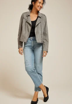 Maurices Straight Jeans|Straight Jeans-edgely™ Light High Rise Ripped Relaxed Straight Ankle Jean