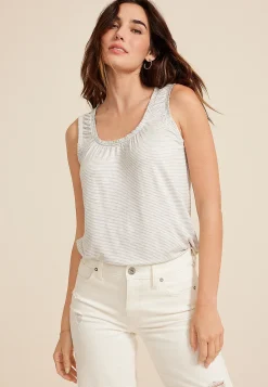 Maurices Tanks & Camis-Effortless Ruched Striped Tank Top