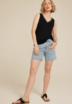 Maurices Tanks & Camis-Embellished Satin Trim V Neck Tank Top