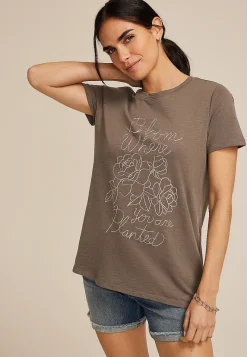 Maurices Tees|Graphics-Embroidered Bloom Where You Are Planted Classic Fit Graphic Tee