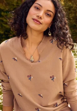 Maurices Sweatshirts-Embroidered Floral Relaxed Fit Sweatshirt