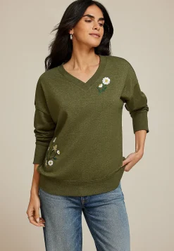 Maurices Sweatshirts|Graphics-Embroidered Floral Sweatshirt
