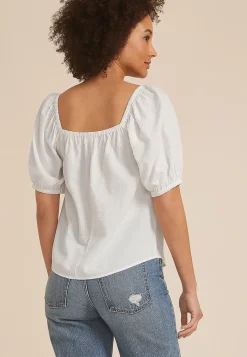 Maurices Shirts & Blouses-Embroidered Puff Sleeve Top