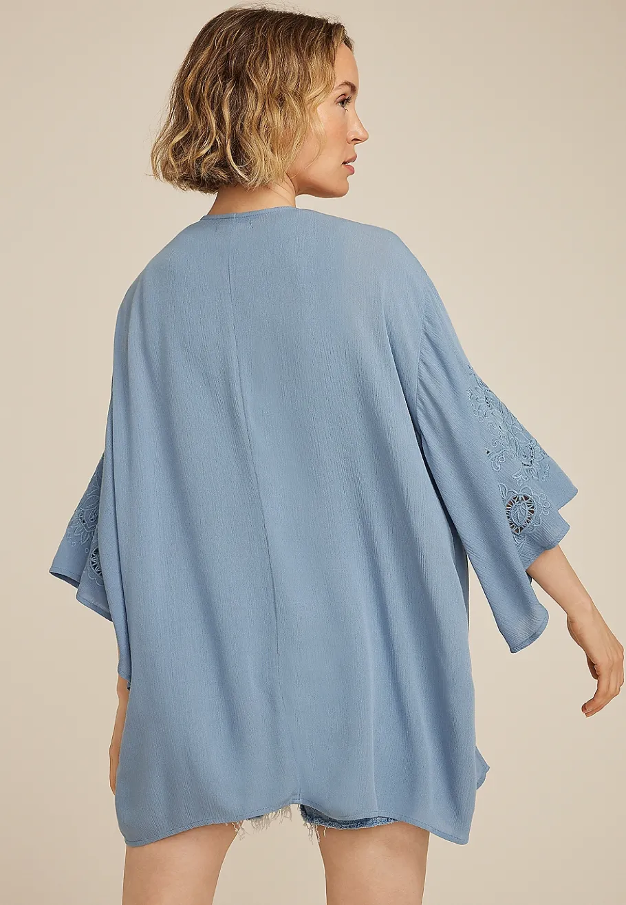 Maurices Sweaters Cardigans & Kimonos-Embroidered Sleeve Kimono