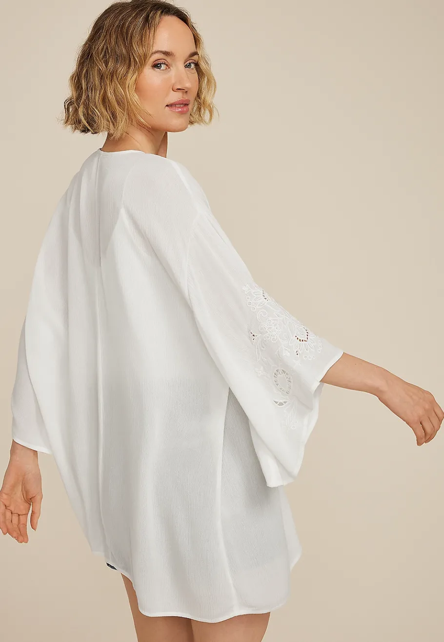 Maurices Sweaters Cardigans & Kimonos-Embroidered Sleeve Kimono