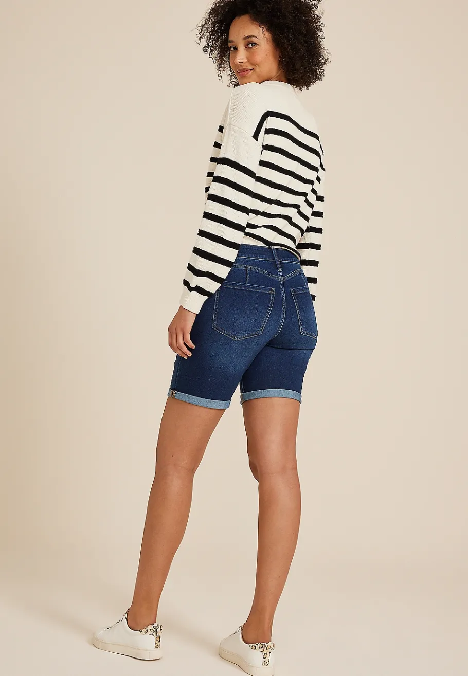 Maurices Jean Shorts|Jean Shorts-Everflex™ High Rise Rolled Hem 8in Bermuda Shorts