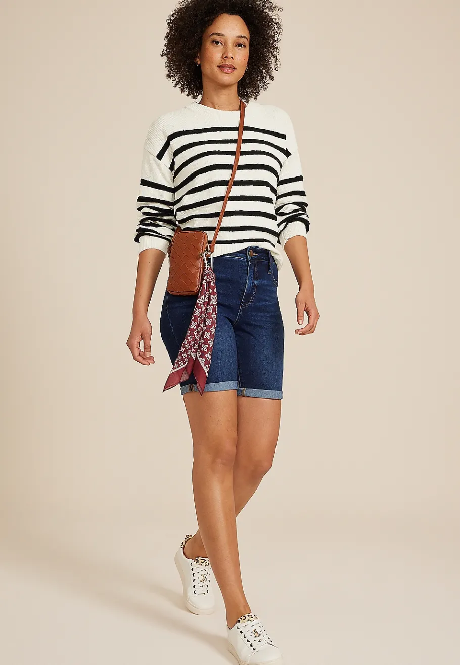 Maurices Jean Shorts|Jean Shorts-Everflex™ High Rise Rolled Hem 8in Bermuda Shorts