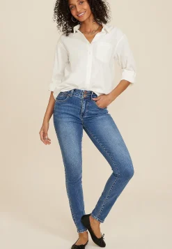 Maurices Jeggings & Skinny Jeans|Jeggings & Skinny Jeans-Everflex™ High Rise Stacked Waist Double Button Super Skinny Jean
