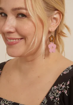Maurices Earrings-Faux Leather And Wooden Floral Drop Earrings