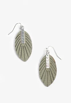 Maurices Earrings-Faux Leather Leaf Drop Earrings
