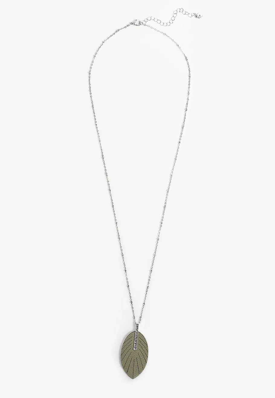 Maurices Necklaces-Faux Leather Leaf Pendant Necklace