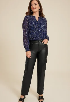 Maurices Pants-Faux Leather High Rise Cargo Relaxed Straight Pant