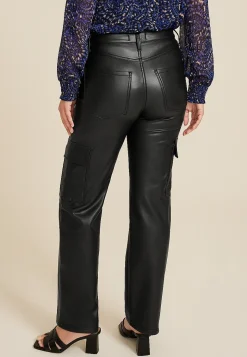 Maurices Pants-Faux Leather High Rise Cargo Relaxed Straight Pant