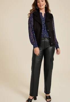 Maurices Pants-Faux Leather High Rise Cargo Relaxed Straight Pant
