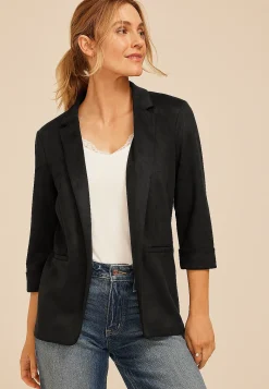 Maurices Blazers-Faux Suede Open Front Blazer