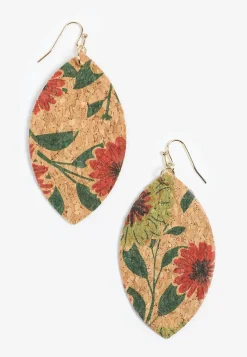 Maurices Earrings-Floral Cork Drop Earrings