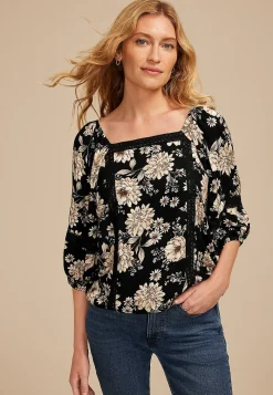 Maurices Shirts & Blouses-Floral Crochet Trim Blouse