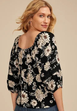 Maurices Shirts & Blouses-Floral Crochet Trim Blouse