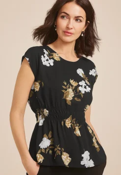 Maurices Shirts & Blouses-Floral Dolman Sleeve Peplum Blouse