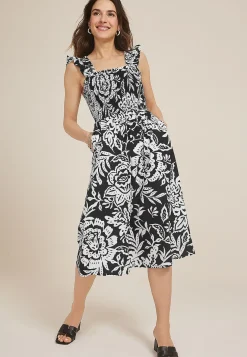 Maurices Wedding Guest & Cocktail Dresses-Floral Flutter Poplin Midi Dress