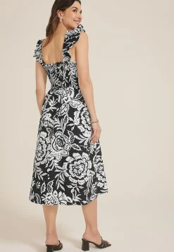 Maurices Wedding Guest & Cocktail Dresses-Floral Flutter Poplin Midi Dress