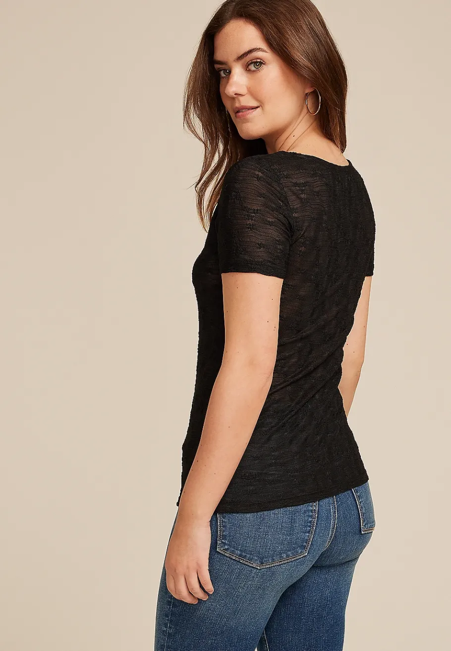 Maurices Shirts & Blouses-Floral Lace Embroidered Top