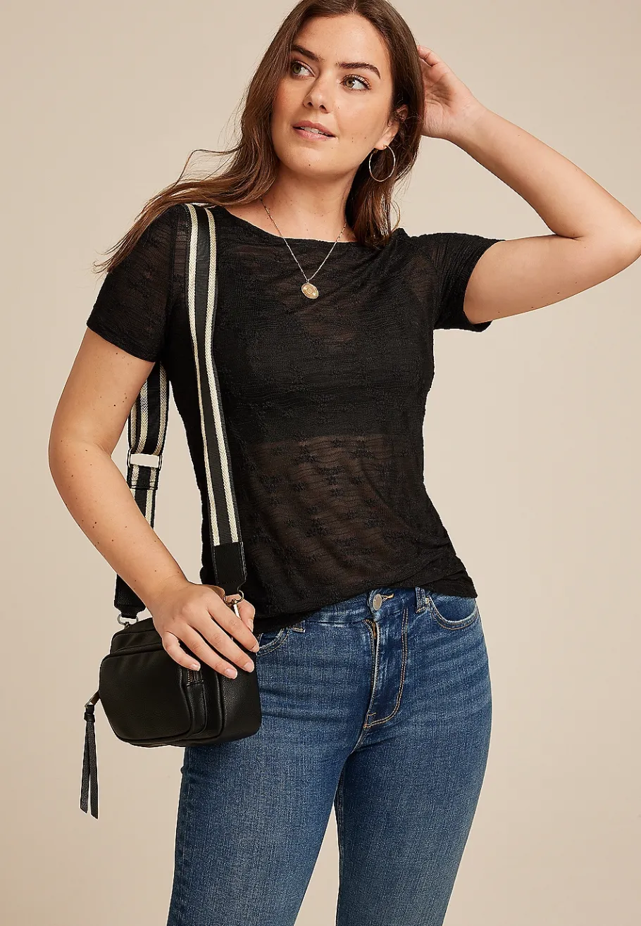 Maurices Shirts & Blouses-Floral Lace Embroidered Top