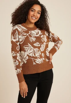 Maurices Sweaters Cardigans & Kimonos-Floral Long Sleeve Sweater