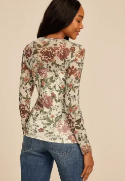 Maurices Tees|Shirts & Blouses-Floral Mesh Blouse
