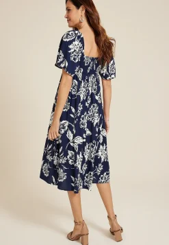 Maurices Wedding Guest & Cocktail Dresses-Floral Pleated Bodice Midi Dress