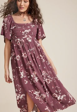 Maurices Wedding Guest & Cocktail Dresses-Floral Pleated Bodice Midi Dress