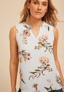 Maurices Tanks & Camis-Floral Smocked Shoulder Tank Top