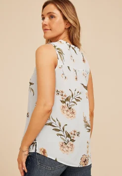 Maurices Tanks & Camis-Floral Smocked Shoulder Tank Top
