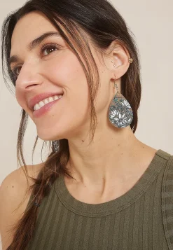 Maurices Earrings-Floral Watercolor Wooden Teardrop Earrings