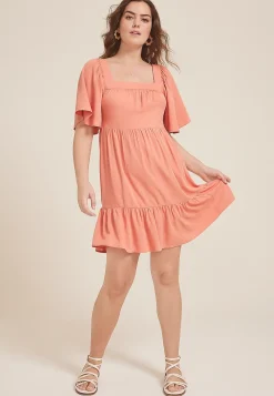 Maurices Wedding Guest & Cocktail Dresses-Flutter Sleeve Babydoll Dress