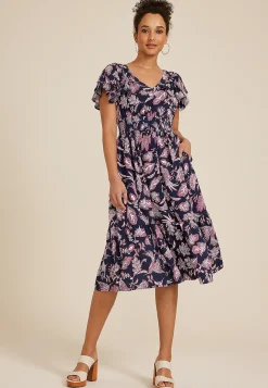 Maurices Wedding Guest & Cocktail Dresses-Flutter Smocked Midi Dress