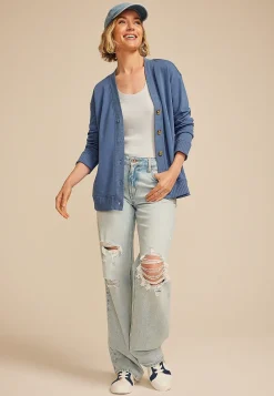 Maurices Sweaters Cardigans & Kimonos-French Terry Button Front Cardigan